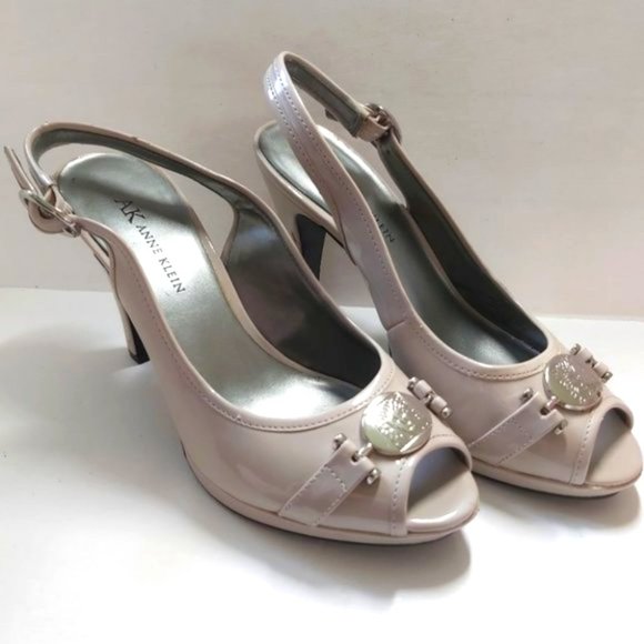 ANNE KLEIN | Women's Iflex Peep Toe Slingback Heels Beige Tan Size 7 - Picture 1 of 10